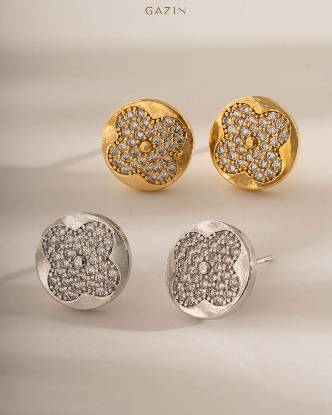 Round Clover Stud Earring