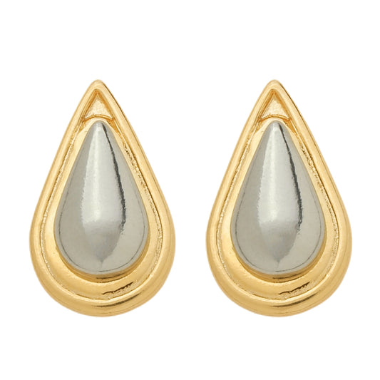Brinco Dourado e Prateado Formato Gota