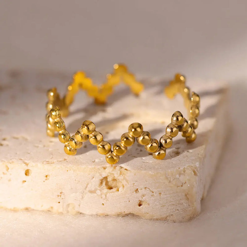 Anéis de aço inoxidável banhado à ouro 18k