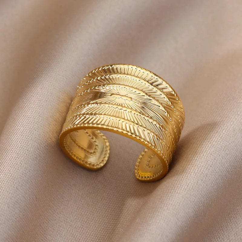 Anéis de aço inoxidável banhado à ouro 18k