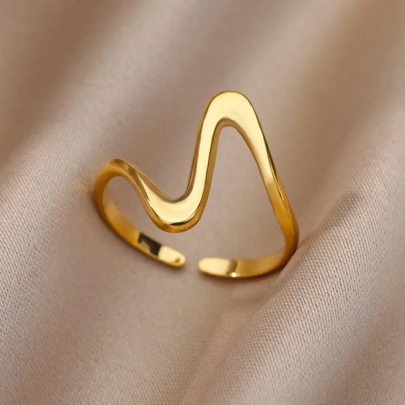 Anéis de aço inoxidável banhado à ouro 18k